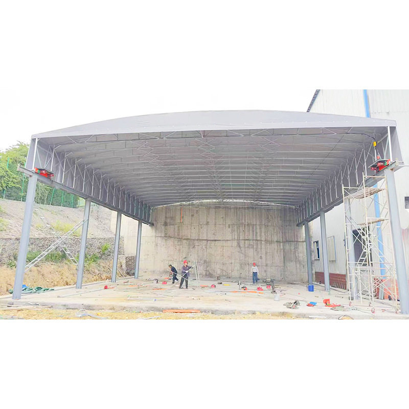 上海大型移动式仓储雨棚户外遮阳折叠篮球场电动篷推拉棚活动蓬