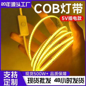 5V Monochrome USB Light with Battery Warm Light White Light Tv Background Cabinet Wardrobe Lighting Decorative Self-Adhesive Led Light Strip