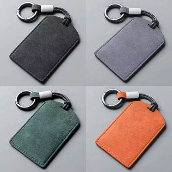 Key Card Holder Blank Card Case Suede Leather Unisex Nfc Protective Cover Premium Tear-Off Electric Vehicle