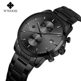 Мужские часы WWOOR, хит международных продаж, деловой стальной ремешок, простой хронограф, кварцевые водонепроницаемые мужские часы 8844
