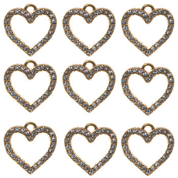 Cross-border new 16mm alloy hollow heart rhinestone pendant necklace bracelet jewelry accessories in stock wholesale