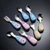 Cute Children's Cartoon 316 Stainless Steel Tableware suit Maternal and Infant Products Baby Training Fork Spoon Portable suit ABS