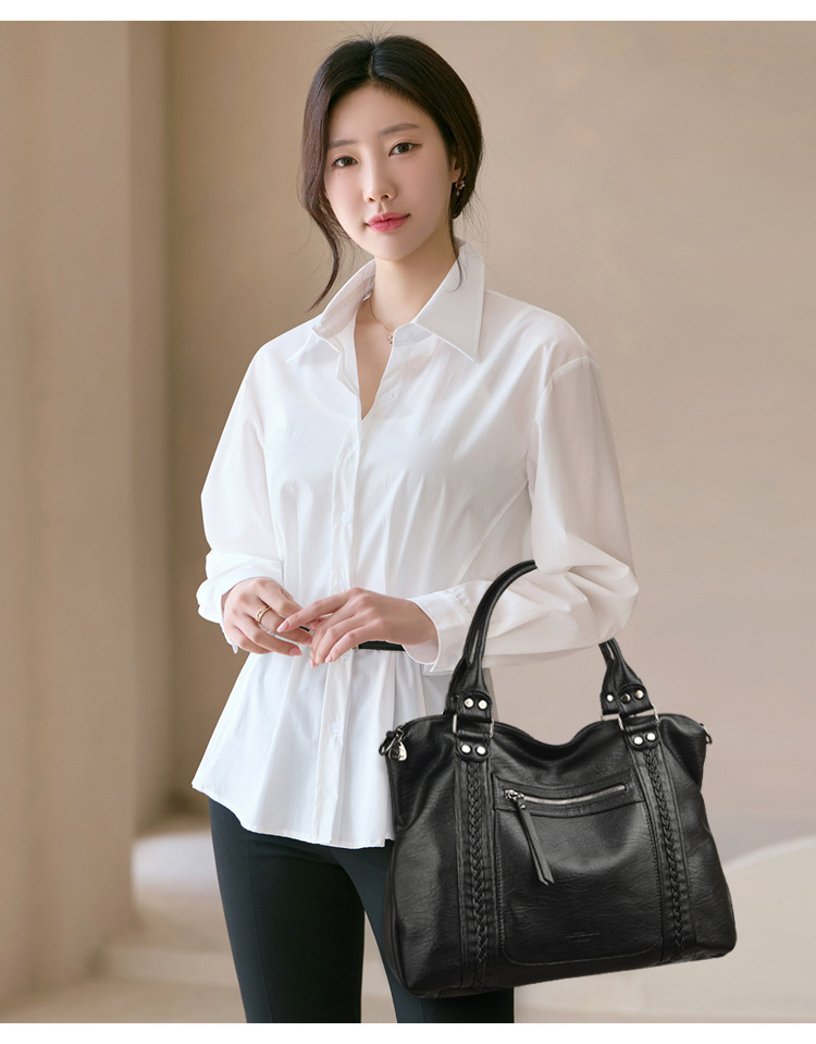 Túi xách nữ đeo vai dáng ngang cỡ trung, phong cách tối giản — màu đen, màu đỏ, Màu trắng ngà, màu vàng