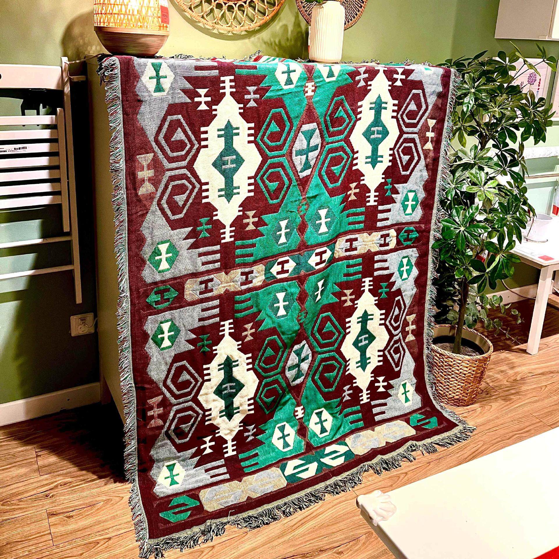 Nordic American Country Double-Sided Multi-Person Sofa Towel Cushion Cotton Thread Full Cover Geometric Knitted Thread Blanket Non-Slip Four Seasons Tablecloth