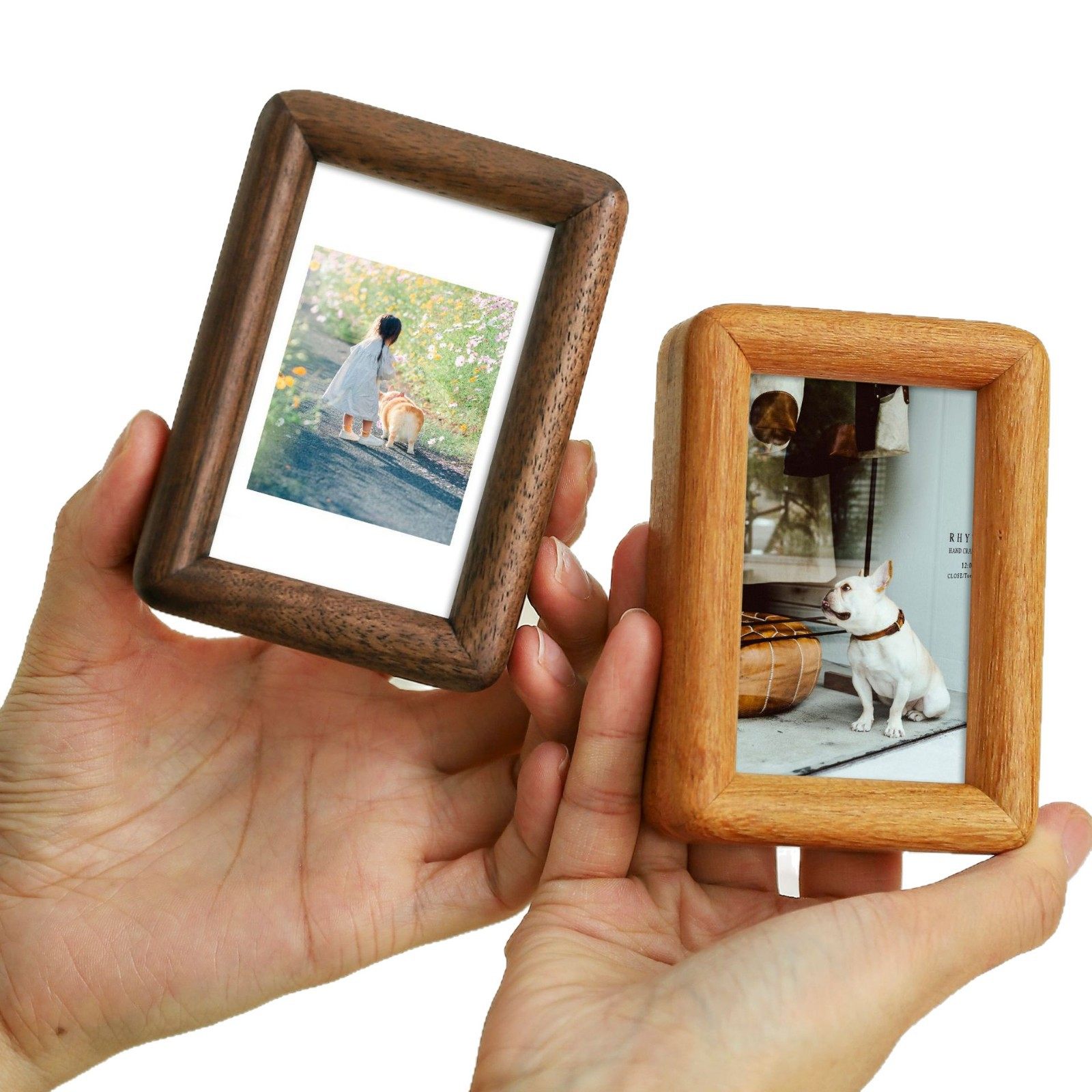 Black Walnut Solid Wood Photo Frame with Mortise and Tenon Mini 3inch 4inch Magnetic Fridge Magnet Photo Frame DIY Polaroid Display Stand