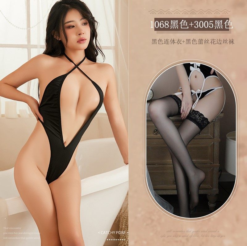 免脱情趣性感内衣镂空系带开档连体衣女火辣免脱制服诱惑睡衣1068