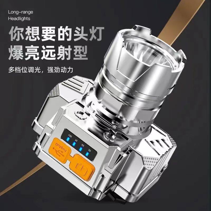 Cross-border new headlamp LED strong light super bright outdoor fishing USB rechargeable miner's lamp head-mounted flashlight wholesale