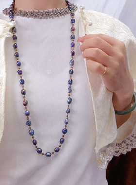 异形巴洛克淡水珍珠毛衣链女百搭时尚饰品小众级感轻奢珍珠项链