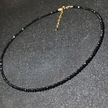 Cross-border hot-selling black crystal glass beads beaded necklace women's versatile fashion neck chain clavicle chain jewelry wholesale