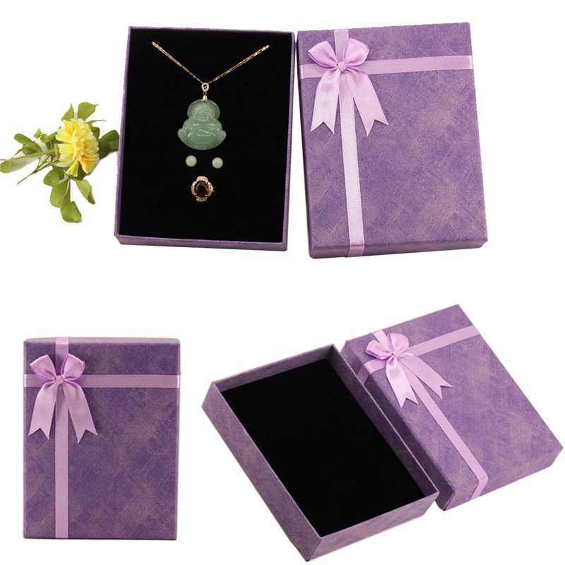 Jewelry Ring Gift Box Earring Storage Paper Box Lid and Base Bowknot Set Jewelry Box Necklace