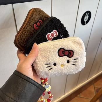 New Lamb Wool Embroidered Kitty Bag Ccd Cosmetics Bag Coin Purse Cosmetic Bag Cute Aunt Towel Bag