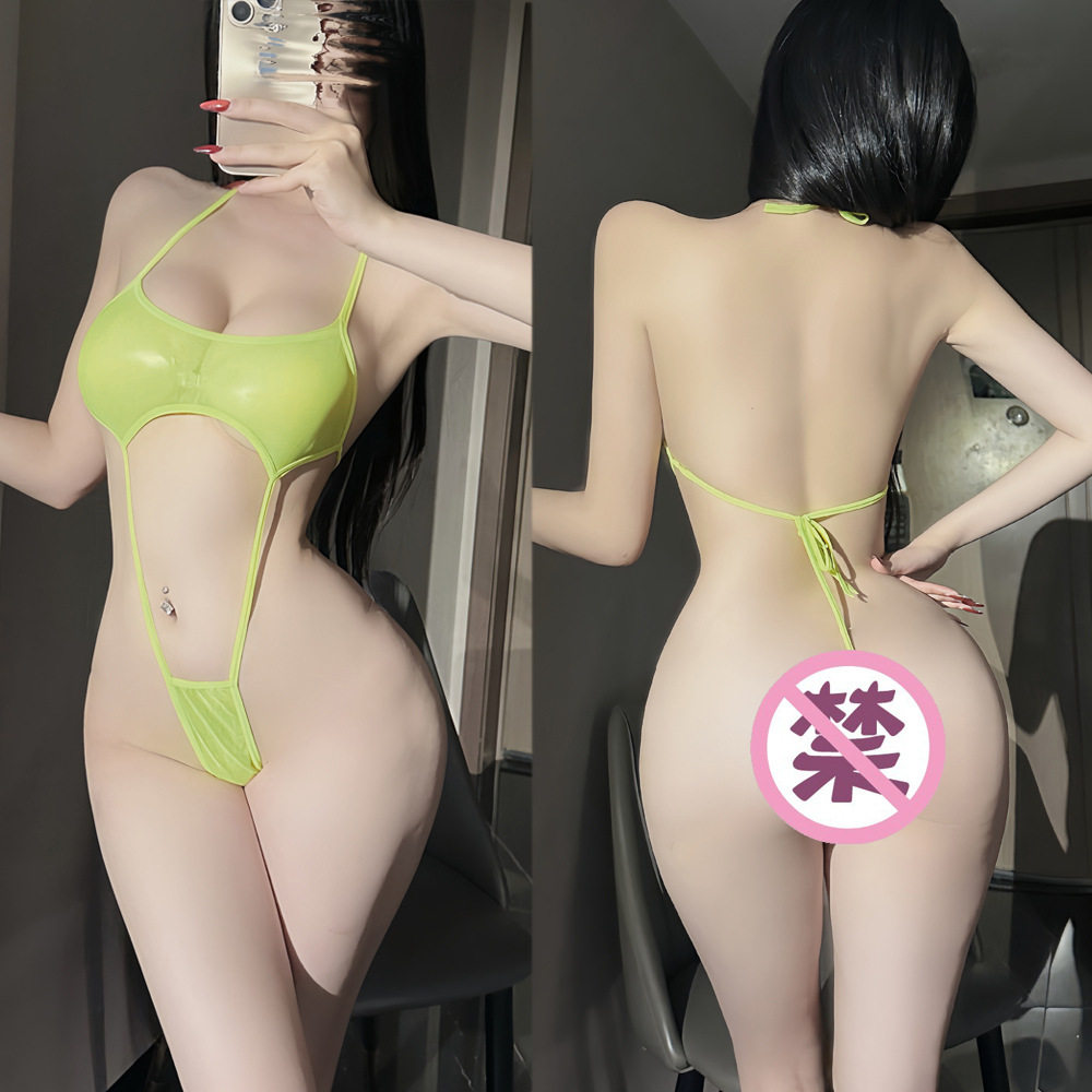 微胖mm薄网纱睡衣二次元情内衣趣女免脱调情系带透视连体内衣4094