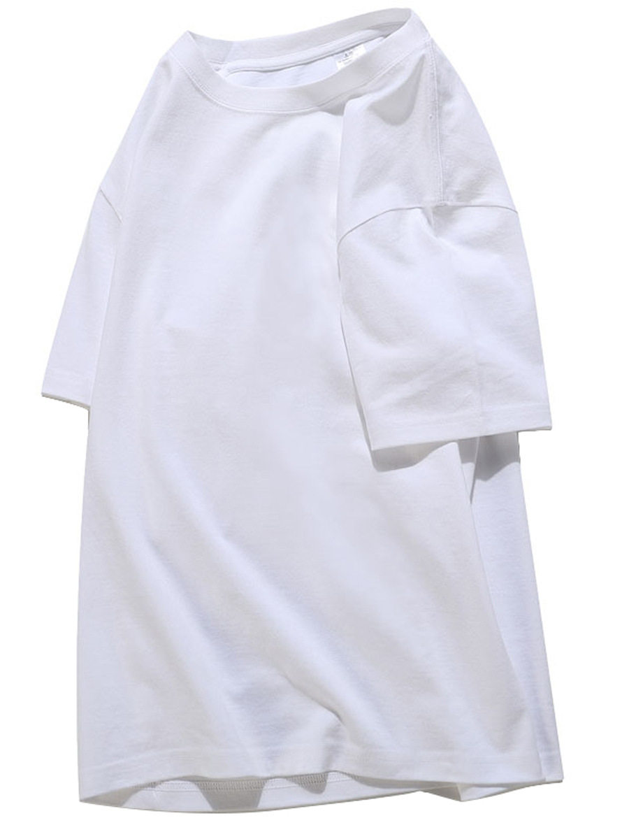 2023 heavy 280g combed double yarn precision Siro spinning T-shirt popular round neck pure cotton solid color short sleeve men's leisure