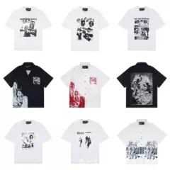 European and American High Street Erd Melancholy Rich Second Generation Character Sketch Graffiti Loose Casual Shirt T-Shirt Fashionable Men and Women