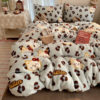 Class A Winter Milk Velvet Four-piece Set Ins Thickened Warm Student Three-piece Set Cartoon Dormitory Home Bed Sheet Quilt Cover