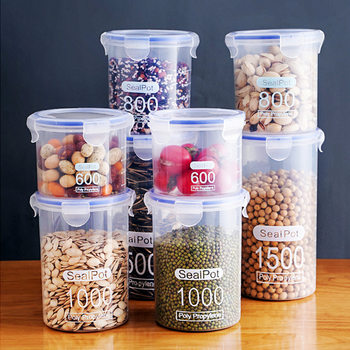 Transparent Plastic Milk Powder Can Round Food Jar with Lid Kitchen Grain Storage Box Storage Jar