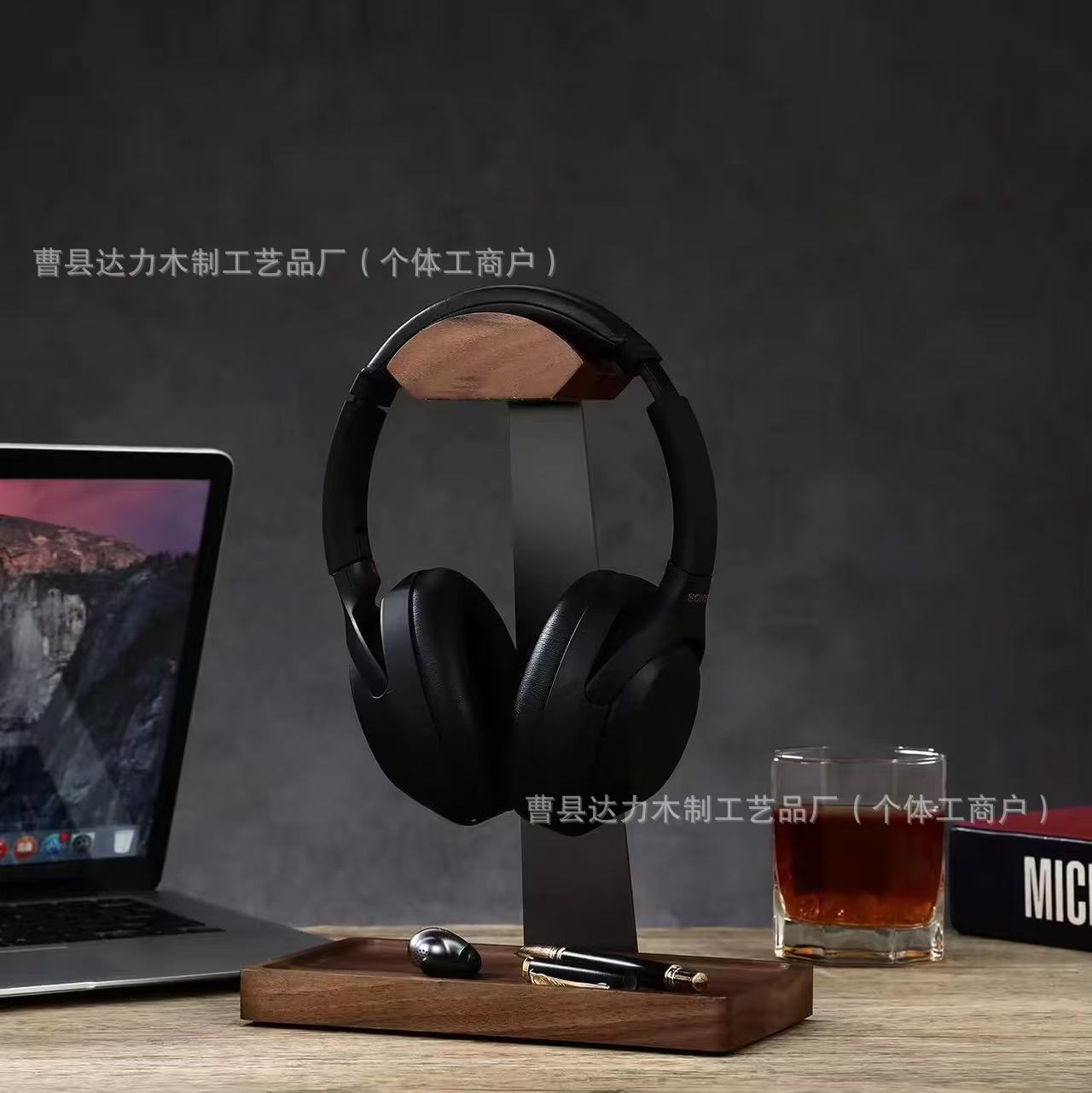 Wooden Desktop Headphone Stand Headset Computer Headset Hanger Bracket Internet Cafe Desktop Storage E-Sports Headphone Stand