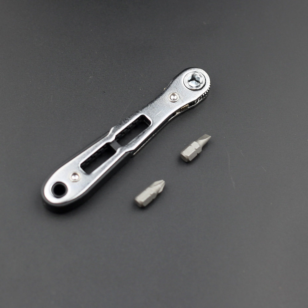 超薄平头双向棘轮螺丝刀套装弯头直角批头套筒工具狭窄用手动