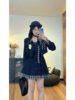 [Sea Salt Chestnut] 2025 Large Size Fat mm French Retro Women's Autumn Plaid Suit Jacket Dress Two-Piece Set
