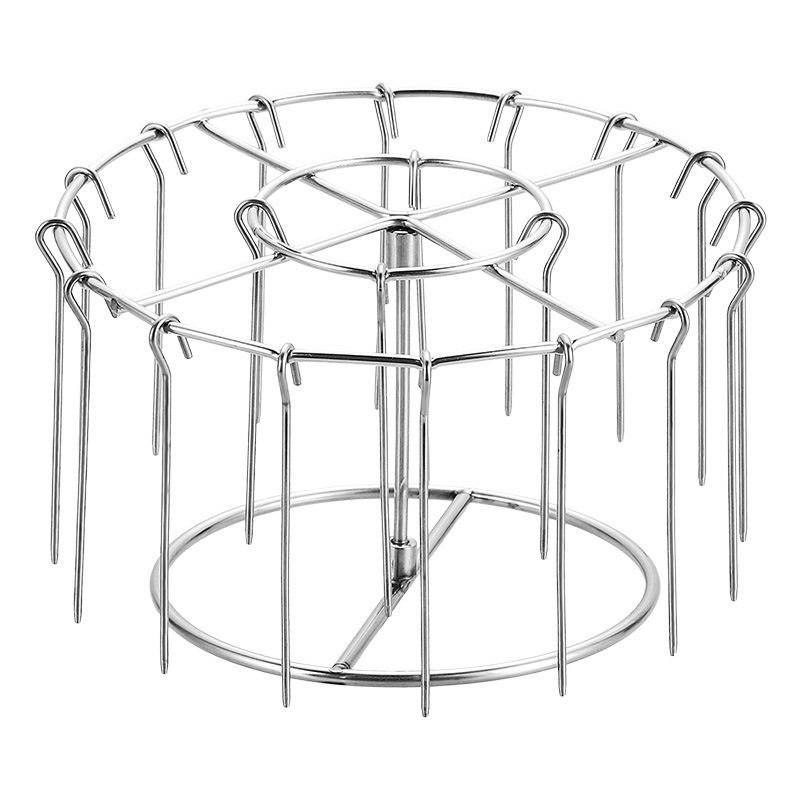 Cross mirror detachable 304 stainless steel air fryer barbecue rack round vertical hanging rack roast skewers stand
