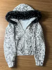 Autumn and Winter Fur Collar European and American Cross-Border Wholesale Retro Y2K Men's and Women's Personalized Street Trendy Printed Hooded Zipper Sweatshirt
