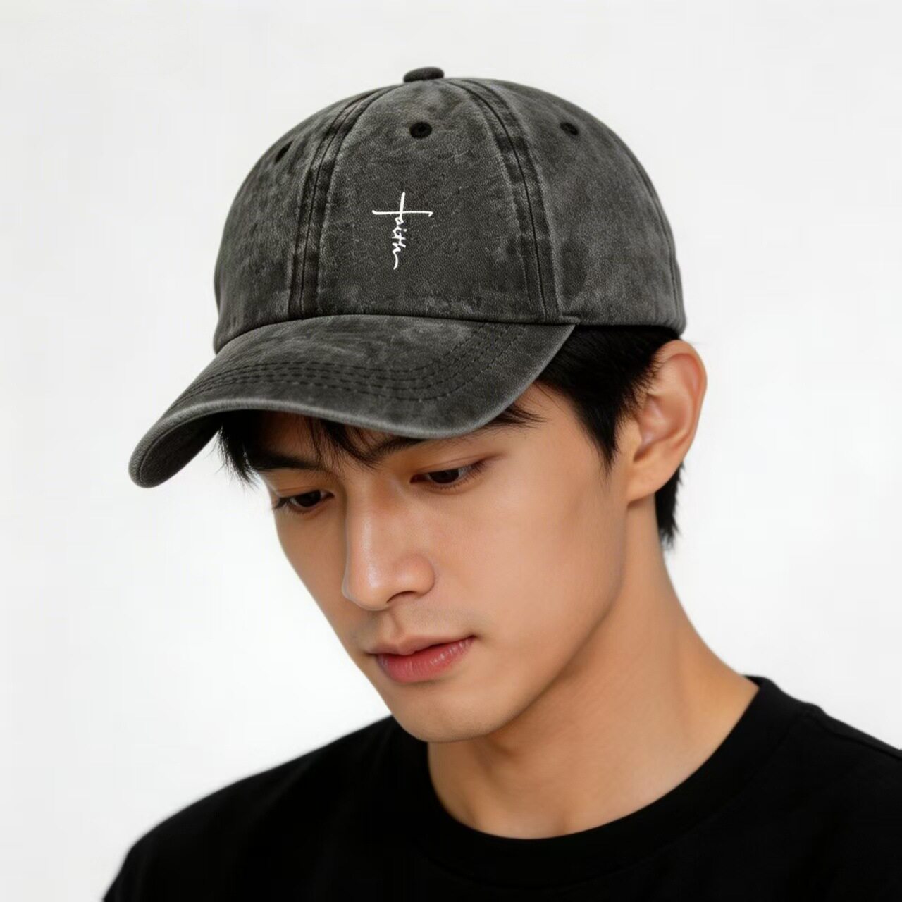 Faith 印花复古街头风水洗做旧男士女士棒球帽休闲户外活动遮阳帽