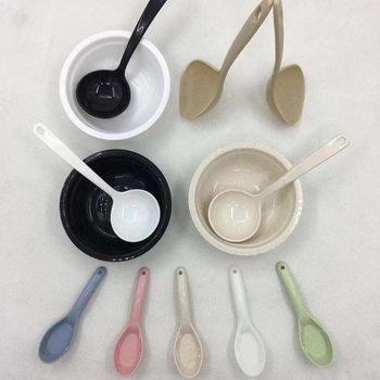 Plastic Spoon Wheat Straw Household Spoon Chopsticks Bowl Seasoning Spoon Kitchen Supplies Spot Wholesale Desserts