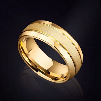 E-Commerce Popular Titanium Steel Frosted Ring for Men, European and American Fashion Design, Starry Sky, 18K Gold Non-Fading Couple Ring