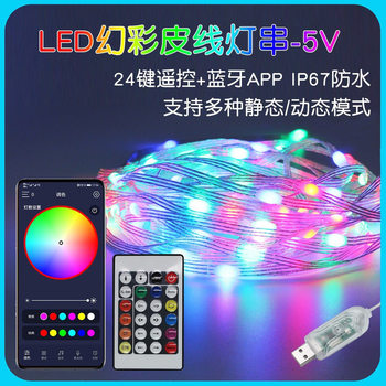Bluetooth Rgb Magic Leather Cord Light with Led Running Water Light USB Remote Control Light String Christmas Birthday Atmosphere Light