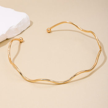 Simple fashion minimalist office commuter necklace cross-border sweet cool open mouth wave pattern temperament women's collar wholesale