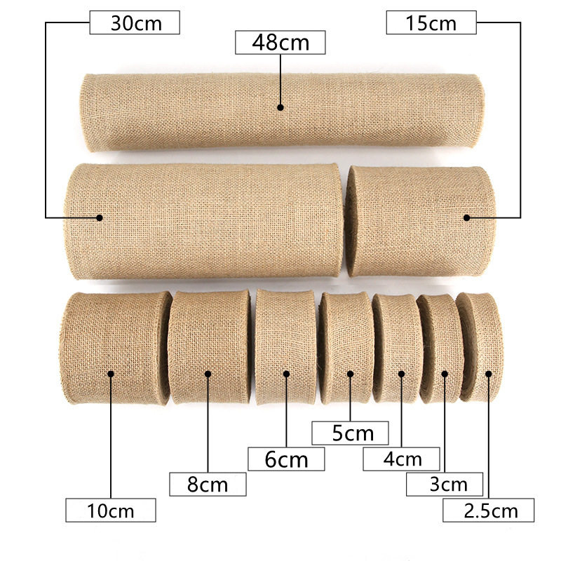 Original color yellow sub-pure linen roll ribbon hemp rope handmade DIY Christmas decoration bow fabric sisal