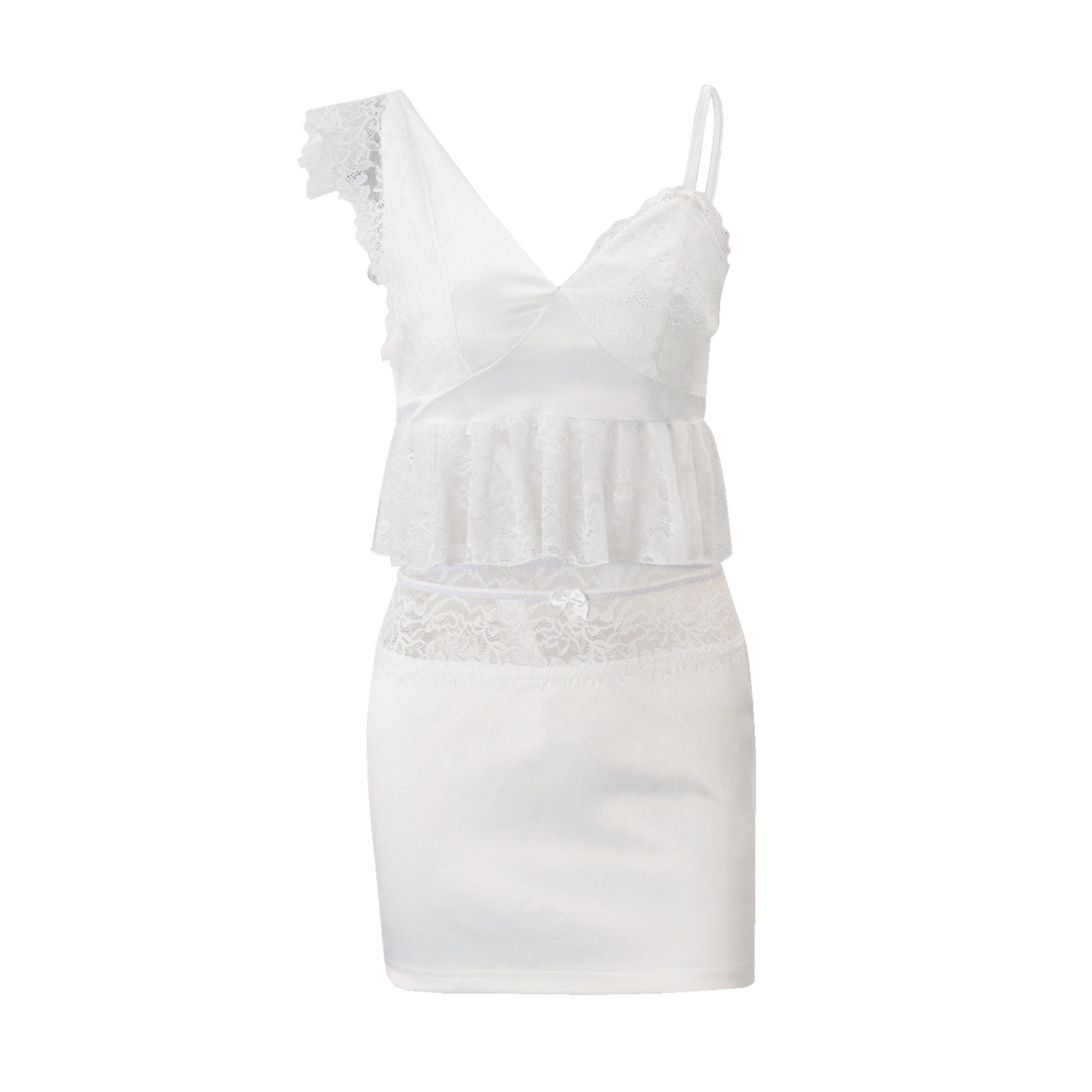 French Style Lace Trimmed Cami Top and Bodycon Skirt Set Summer Collection Elegant Casual Wear Wholesale Available
