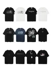 Summer New mm6 Embroidered Loose T-shirt Label Printing Loose Round Neck Men's and Women's Couples Short Sleeve Top Fashion Brand Shirt