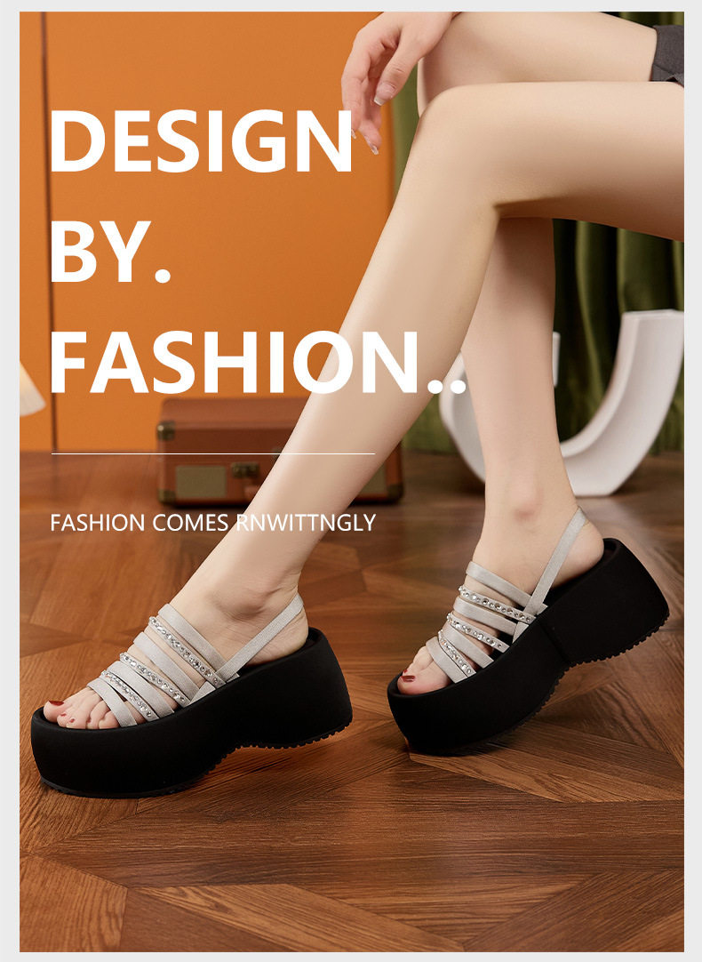 Dép sandal nữ xỏ ngón đế bệt phong cách hằng ngày — Bạc, Đen chi tiết 10