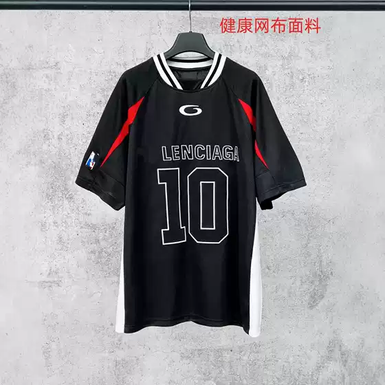 Paris B Brand High-End Version 2026 New Classic Number 10 Logo Letter Collaboration Mesh Fabric Oversized Color-Block Short-Sleeve T-Shirt