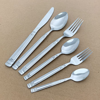 Cross-Border Roman Column Stainless Steel Western Food Tableware Knife, Fork and Spoon Hotel Household Steak Knife Six-Piece Dessert Spoon Set