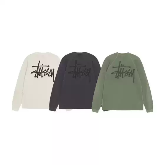 Stu American Style 2025 Autumn Series Logo Washed Raglan Sleeve Waffle Long T-Shirt Thin Style