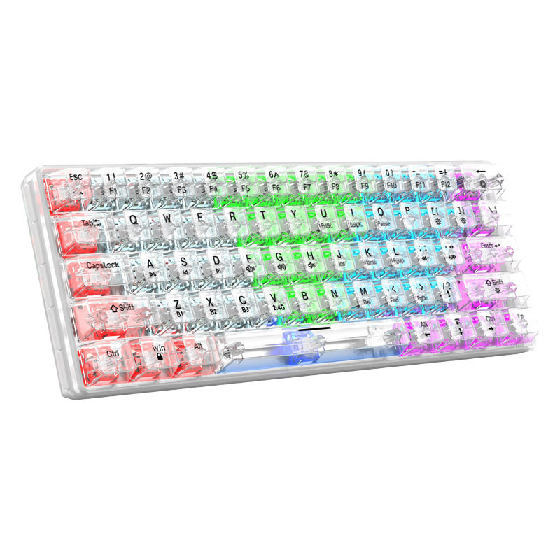 K30Pro three-mode transparent mechanical keyboard White axis hot plug customized fully transparent body RGB backlit Game