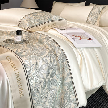 Light Luxury Style Washed Silk Four-Piece Set Silky Skin-Friendly Quilt Cover Bed Sheetss Tencel Student Dormitory Three-Piece Set Wholesale