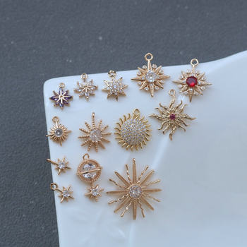 Europe and the United States popular inlaid zircon planet small snowflake sunflower pendant diy necklace earrings wreaths all pendant material