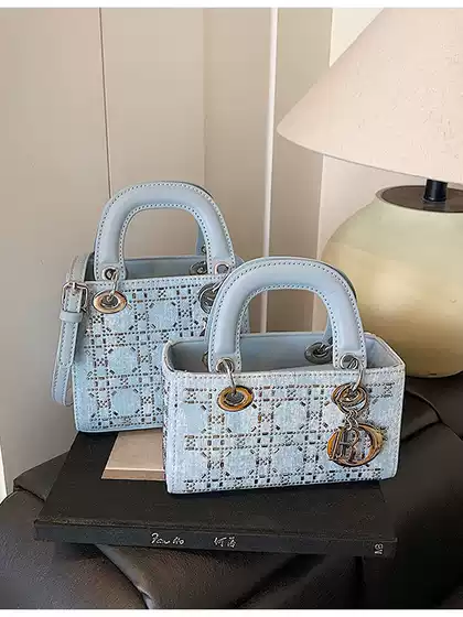 New Full Diamond Princess Diana Bag for Women 2025 Accessible Luxury Versatile Satchel Small Square Bag High-End Quilted Fashion Crossbody Bag