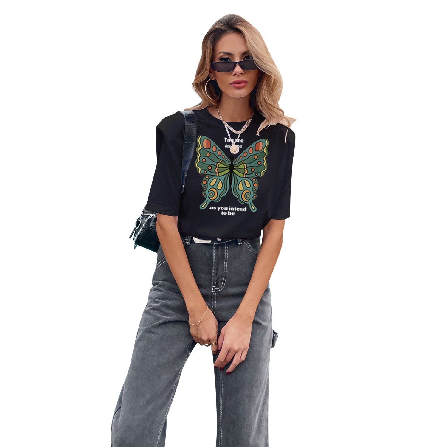 Casual Short Sleeve Printed T Shirt Trendy Comfortable Versatile Womens Fashion for Everyday Wear Wholesale