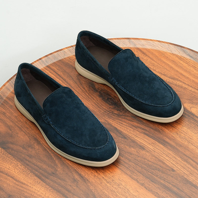 Giày Lười Nam Da Cừu Chiều Cao Đế Khoảng 3cm Màu Nâu, Xám, Xanh Navy