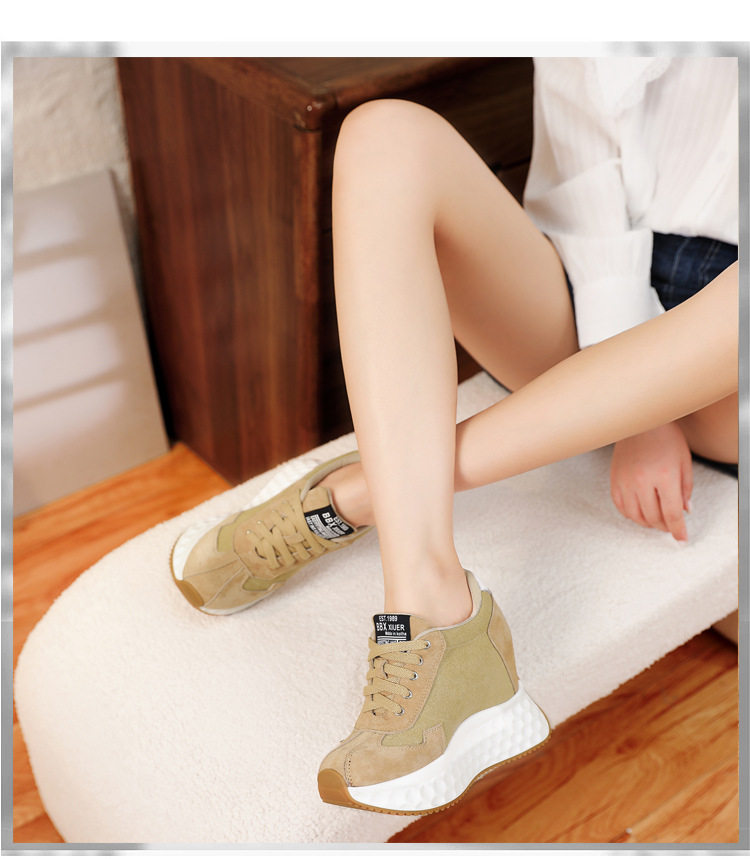 Giày Thể Thao Nữ Đế Dày Phong Cách Retro Chiều Cao Đế Khoảng 7cm Màu Hồng, Đen, Xanh Lá... chi tiết 6