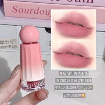 YPYP Cream Soft Mist Lip Glaze Matte Fog Velvet Lipstick Waterproof No Falling No Stick Cup White Hidden Lip Pattern