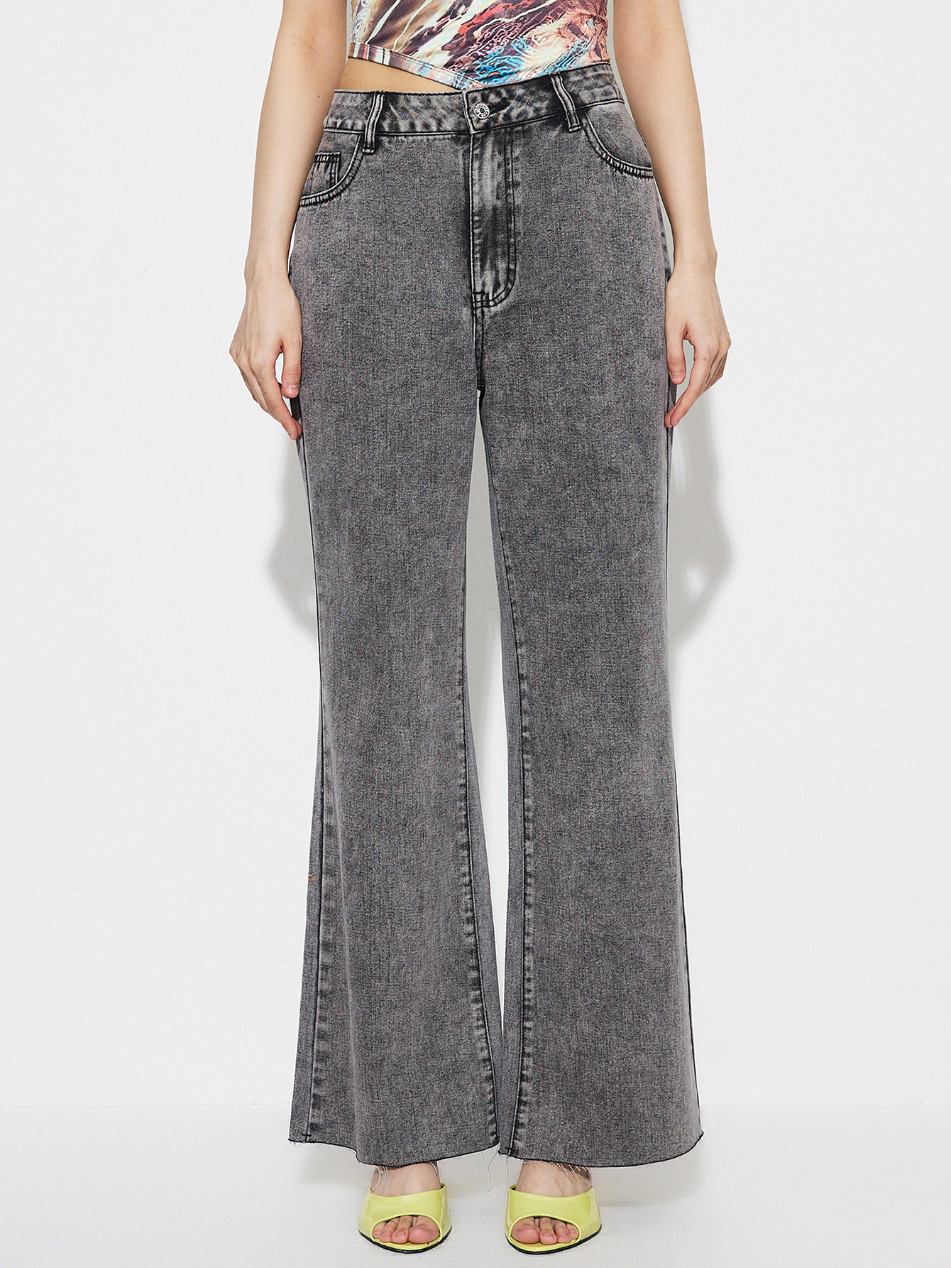 High Waisted Wide Leg Jeans Loose Fit Straight Cut Durable Denim Casual Wear for Women Ready to Ship
