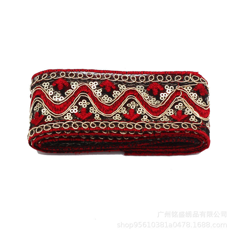 5cm Ethnic Style Wavy Strands Lace Organza Computer Embroider Lace Accessories Handmade DIY Clothing Accessories