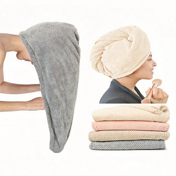 Coral Velvet Dry Hair Cap for Women, Strong Water Absorption, Quick-Drying Pineapple Grids Dry Hair Towel, Soft and Lint-Free, Shampoo and Wipe Dry Hair Towel