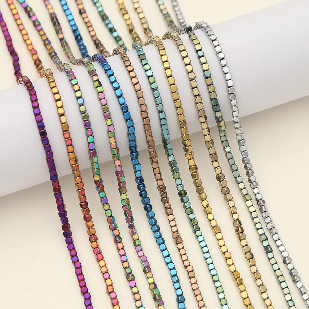 Black gallstone trimming chamfer square colorful electroplating black gallstone bracelet necklace diy semi-finished accessories wholesale