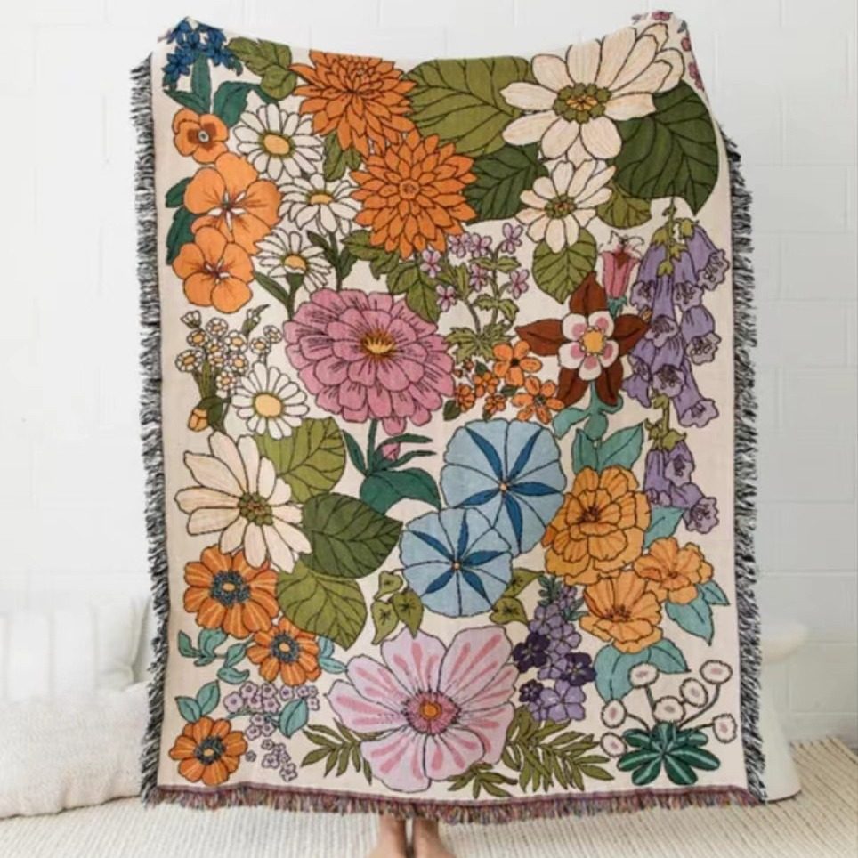 Floral Blanket INS Style Cross-border Home Leisure Blanket Tapestries Decorative Blanket American Country Sofa Blanket Camping Blanket